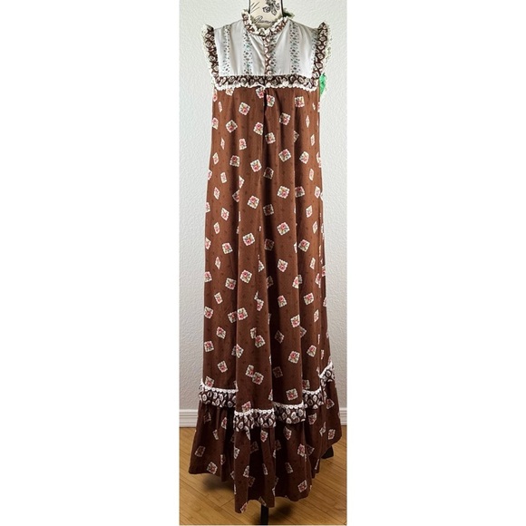 Malia Honolulu Vintage 60s 70s Hawaiian Maxi Dress Floral Boho, size Small - Picture 1 of 12